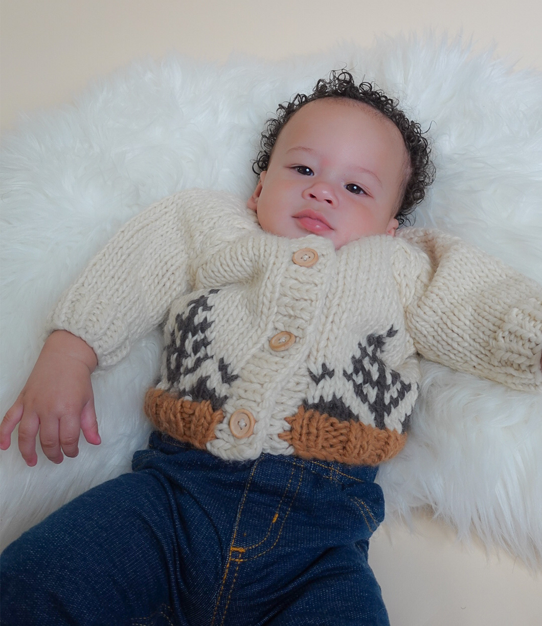 Baby Knit Christmas Button Up Sweater(Ivory)