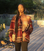 Load image into Gallery viewer, Bordeaux Bliss Shacket(Burgundy/Tan)