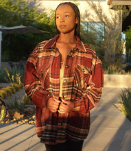 Load image into Gallery viewer, Bordeaux Bliss Shacket(Burgundy/Tan)