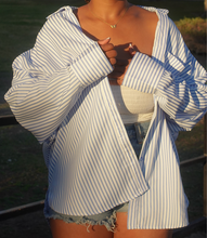 Load image into Gallery viewer, Take A Risk Striped Shirt(Blue/White)