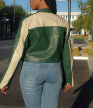 Load image into Gallery viewer, Ride With Me Motor Jacket(Green/Cream)