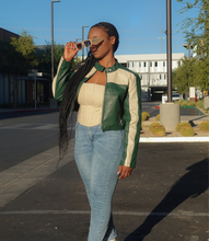 Load image into Gallery viewer, Ride With Me Motor Jacket(Green/Cream)