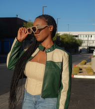 Load image into Gallery viewer, Ride With Me Motor Jacket(Green/Cream)