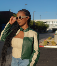 Load image into Gallery viewer, Ride With Me Motor Jacket(Green/Cream)