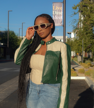 Load image into Gallery viewer, Ride With Me Motor Jacket(Green/Cream)