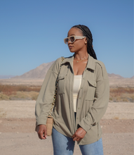 Load image into Gallery viewer, Oversized Casual Textured Button Down Shacket(Sage Green)