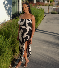 Load image into Gallery viewer, Make Your Mark Strapless Dress (Black/Cream)