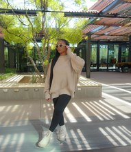 Load image into Gallery viewer, Oversized Side Slit Ribbed Sweater(Beige)
