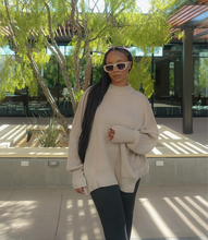 Load image into Gallery viewer, Oversized Side Slit Ribbed Sweater(Beige)