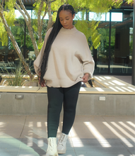Load image into Gallery viewer, Oversized Side Slit Ribbed Sweater(Beige)