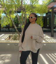 Load image into Gallery viewer, Oversized Side Slit Ribbed Sweater(Beige)
