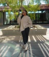 Load image into Gallery viewer, Oversized Side Slit Ribbed Sweater(Beige)