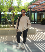 Load image into Gallery viewer, Oversized Side Slit Ribbed Sweater(Beige)