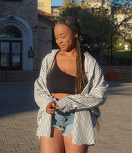 Load image into Gallery viewer, Take A Risk Cotton Striped Shirt(Black/White)