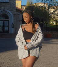 Load image into Gallery viewer, Take A Risk Cotton Striped Shirt(Black/White)