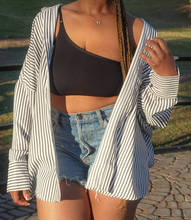 Load image into Gallery viewer, Take A Risk Cotton Striped Shirt(Black/White)