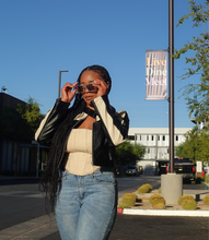 Load image into Gallery viewer, Ride With Me Motor Jacket(Black/Cream)