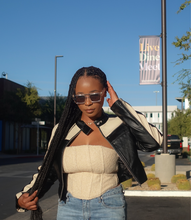 Load image into Gallery viewer, Ride With Me Motor Jacket(Black/Cream)