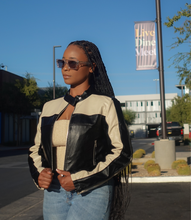 Load image into Gallery viewer, Ride With Me Motor Jacket(Black/Cream)