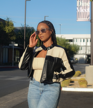 Load image into Gallery viewer, Ride With Me Motor Jacket(Black/Cream)