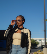 Load image into Gallery viewer, Ride With Me Motor Jacket(Black/Cream)