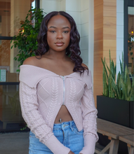 Load image into Gallery viewer, Comfy Classy Off Shoulder Cable Knit Sweater Top