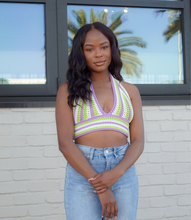 Load image into Gallery viewer, Crochet Halter Top(Purple/Lime)