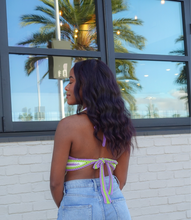 Load image into Gallery viewer, Crochet Halter Top(Purple/Lime)