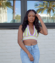 Load image into Gallery viewer, Crochet Halter Top(Purple/Lime)