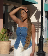 Load image into Gallery viewer, Strapless Denim Top(Dark Blue)