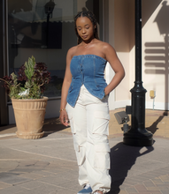 Load image into Gallery viewer, Strapless Denim Top(Dark Blue)