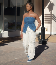 Load image into Gallery viewer, Strapless Denim Top(Dark Blue)