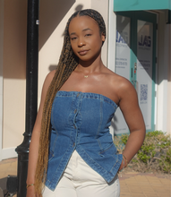 Load image into Gallery viewer, Strapless Denim Top(Dark Blue)
