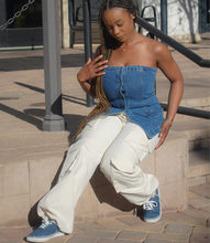 Load image into Gallery viewer, Strapless Denim Top(Dark Blue)