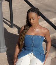 Load image into Gallery viewer, Strapless Denim Top(Dark Blue)