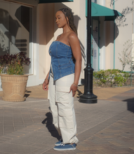 Load image into Gallery viewer, Strapless Denim Top(Dark Blue)