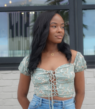 Load image into Gallery viewer, Adele Floral Lace Up(Sea Foam)