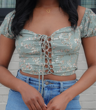 Load image into Gallery viewer, Adele Floral Lace Up(Sea Foam)