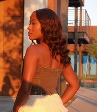 Load image into Gallery viewer, Just Pierced Denim Corset(Brown)