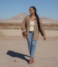 Load image into Gallery viewer, Around The World Button Down Shacket(Caramel)