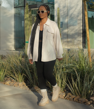 Load image into Gallery viewer, Oversized Casual Textured Button Down Shacket(Oatmeal)