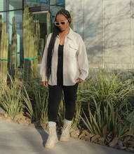 Load image into Gallery viewer, Oversized Casual Textured Button Down Shacket(Oatmeal)