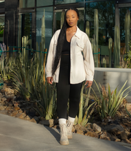 Load image into Gallery viewer, Oversized Casual Textured Button Down Shacket(Oatmeal)