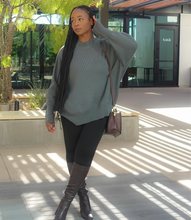Load image into Gallery viewer, Oversized Side Slit Ribbed Sweater(Hunter Green)