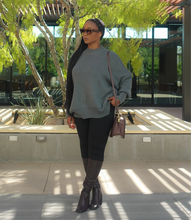 Load image into Gallery viewer, Oversized Side Slit Ribbed Sweater(Hunter Green)