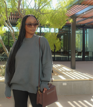 Load image into Gallery viewer, Oversized Side Slit Ribbed Sweater(Hunter Green)