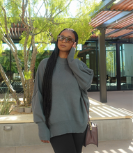 Load image into Gallery viewer, Oversized Side Slit Ribbed Sweater(Hunter Green)