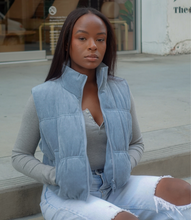 Load image into Gallery viewer, East Coast Corduroy Puffer Vest(Sky Blue)
