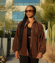 Load image into Gallery viewer, Fringe Button Down Shacket(Chocolate Brown)