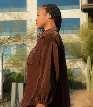 Load image into Gallery viewer, Fringe Button Down Shacket(Chocolate Brown)